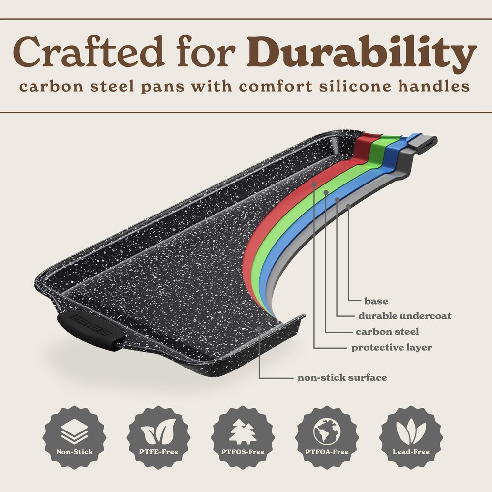 Country Kitchen Nonstick Stackable Bakeware Set - Durable, Easy 10 Pcs, Black