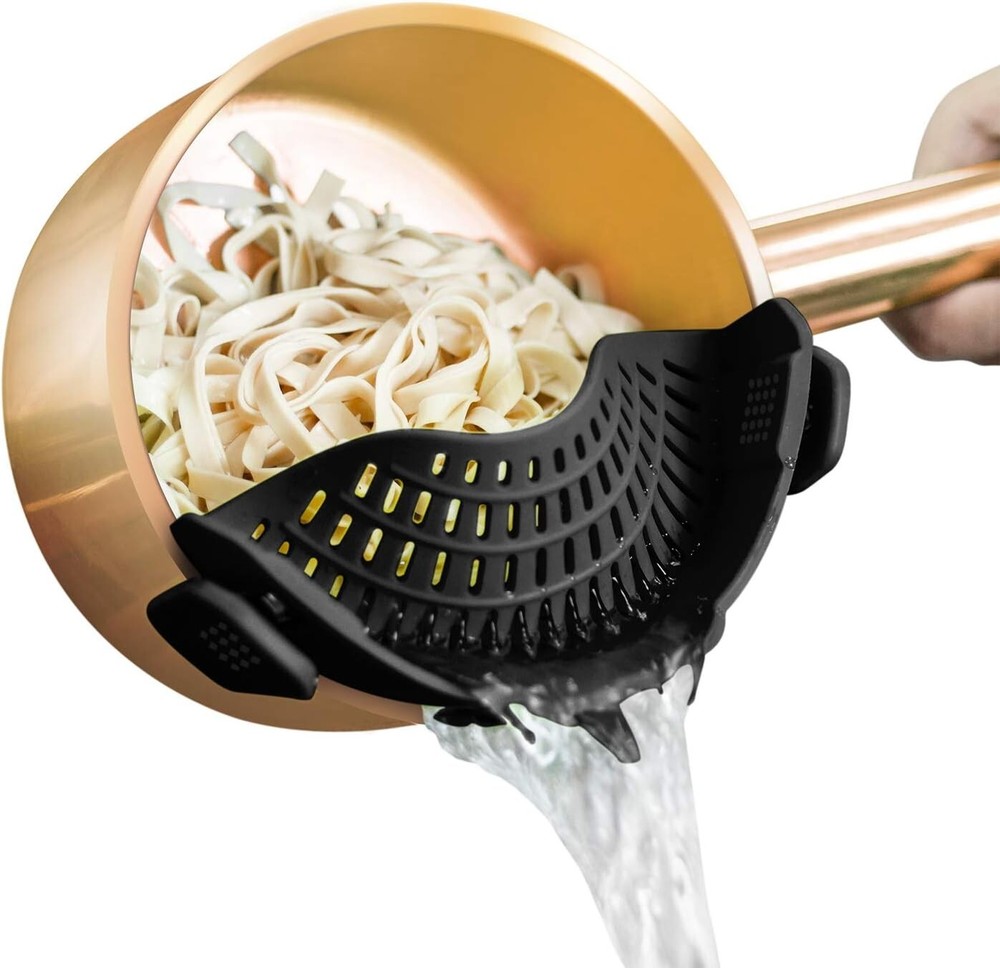 Clip on Strainer Silicone for All Pots and Pans, Pasta Strainer
