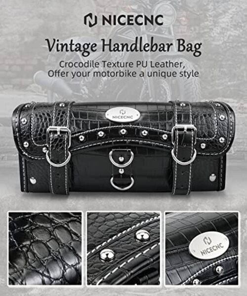 Motorcycle Fork Bag Handlebar Bag Crocodile Skin Black-Crocodile Pattern