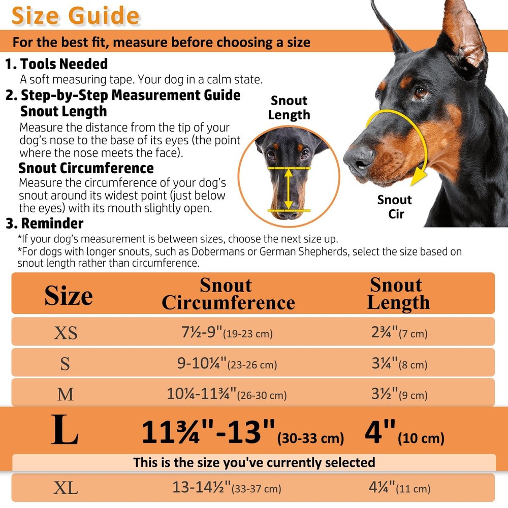BARKLESS Dog Muzzle, Basket Muzzle for Biting, Chewing and Scavenging, Humane...