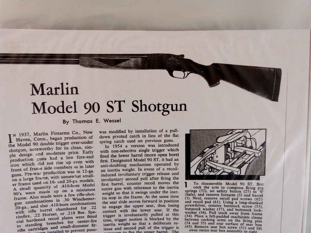 MARLIN MODEL 90 ST SHOTGUN BREAK DOWN INSTRUCTION KIT