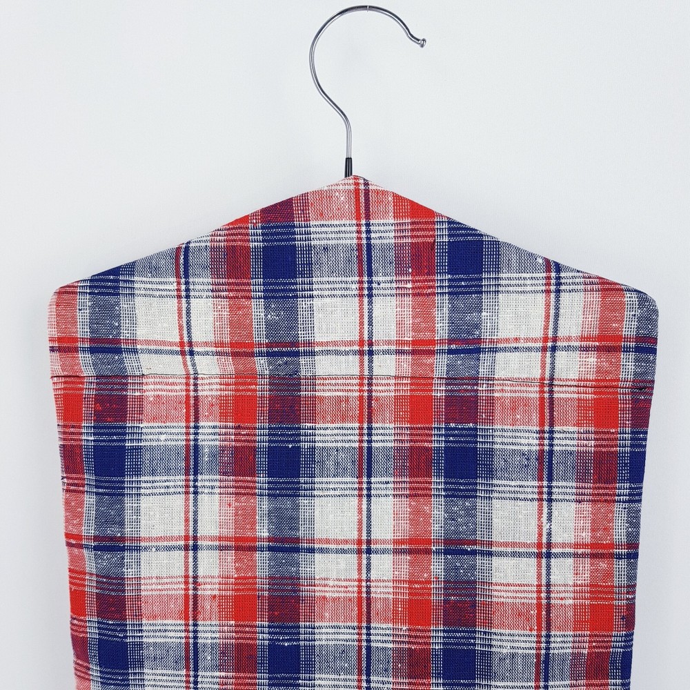 Peg Bag Handmade Blue Red White Checked Pattern Lined Laundry Clothes Peg Holder