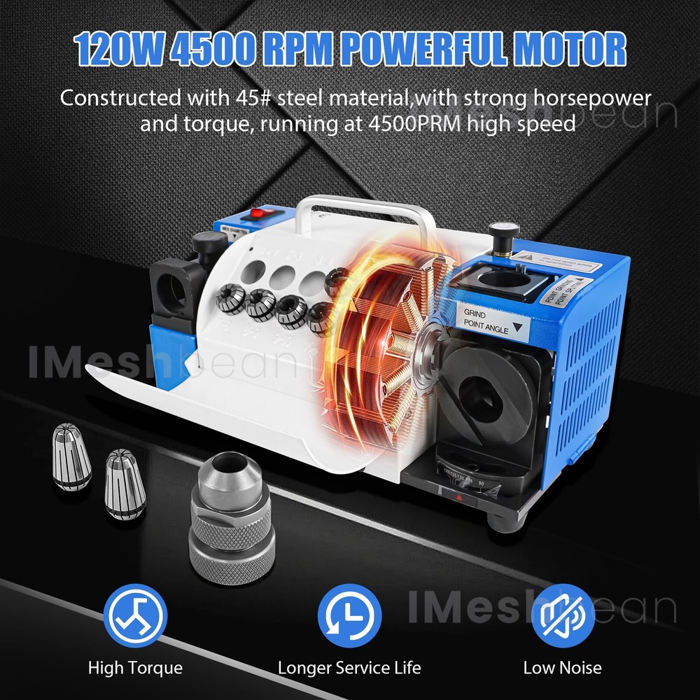 3-13mm Drill Bits Sharpener 95°-135° Bits Grinder Sharpener w/11 Collets 2 Wheel