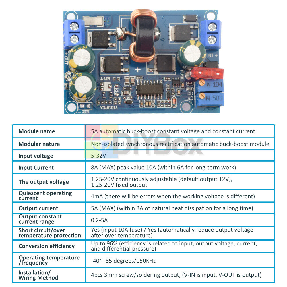 5A DC-DC 60W Automatic Buck-Boost Constant Voltage Current Module Step Up/Down