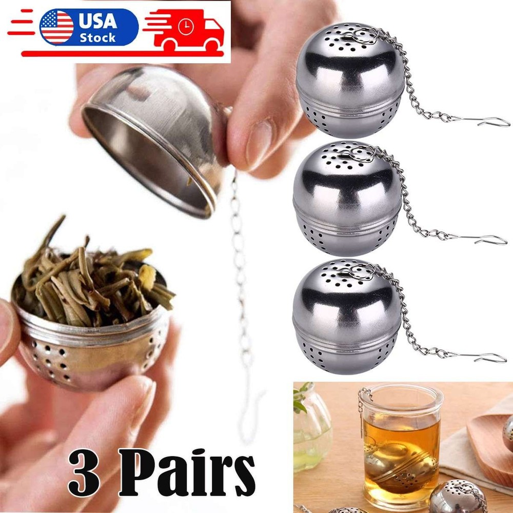 3 Pcs Tea Infuser Ball Mesh Loose Leaf Strainer Stainless Steel Secure Locking
