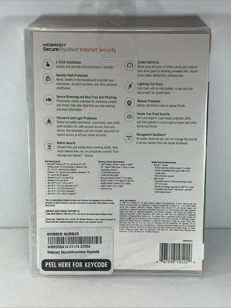 Webroot Secure Anywhere Internet Security 3 Device Software CD , New Sealed