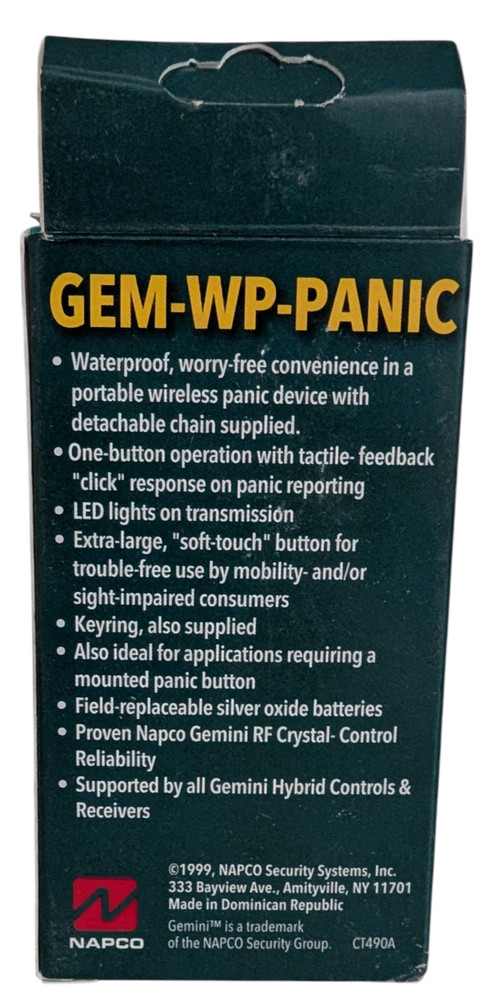 Gemini by Napco GEM-WP PANIC Wireless Waterproof Panic Transmitter