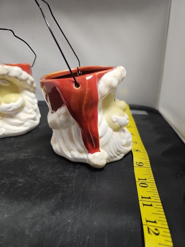 2-Ceramic Santa Containers With Wired Handle- By Collections