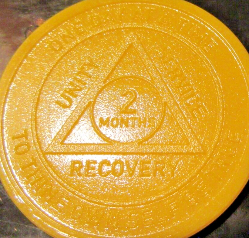 Alcoholics Anonymous Plastic AA 2 Month Poker Chip Medallion Token