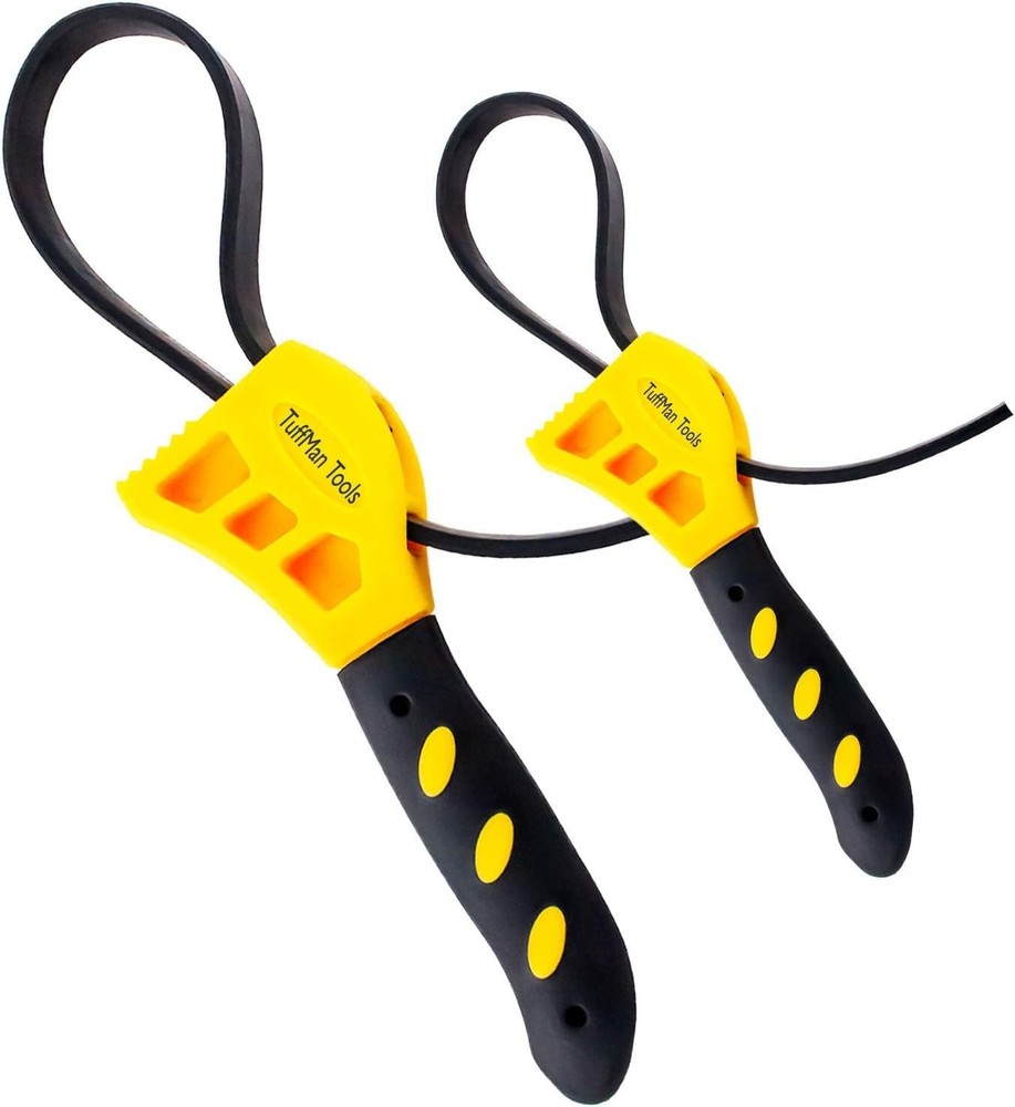 TuffMan Tools Strap Wrench Set, Adjustable Rubber 2 Piezas, Yellow & Black