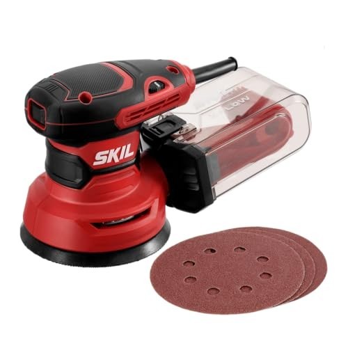 5” Random Orbital Sander with Cyclonic Dust Box & 3 Sanding Sheets - Multi-Color