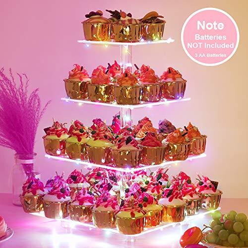 4 Tier Square CUPCAKE STAND Display for LED Light String Multicolored YESTBUY