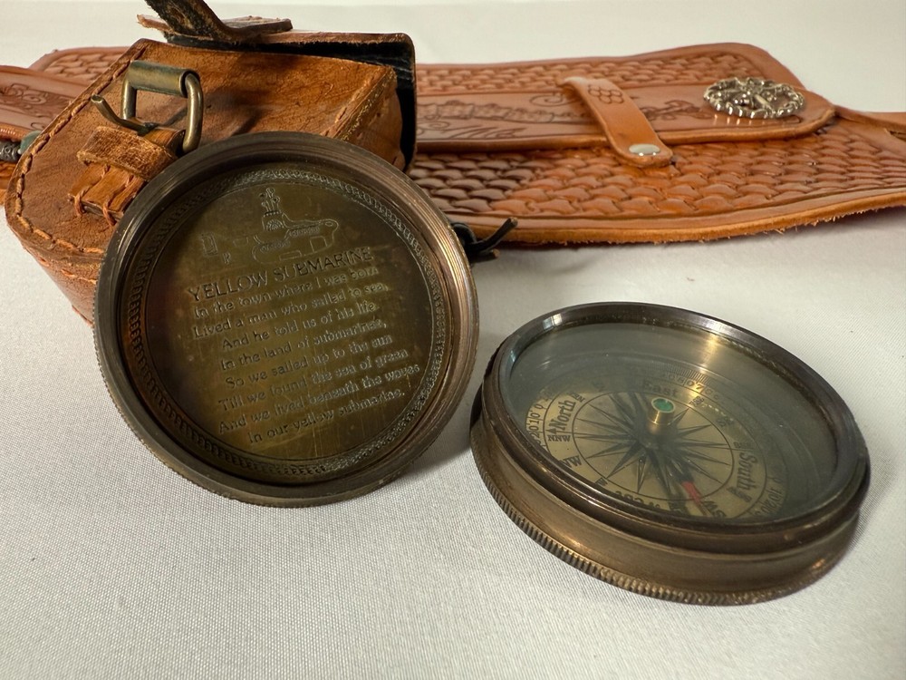 Leather Steampunk Handcrafted Belt with Attached Pouch and Compass