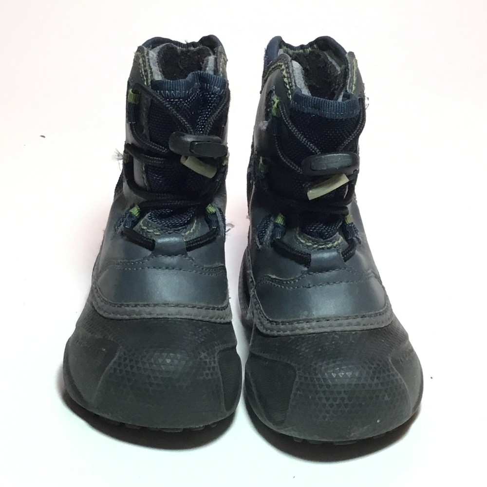 Sorel Icepack Techlite Boys 7 Winter Waterproof Boots Blue/Black Drawstring