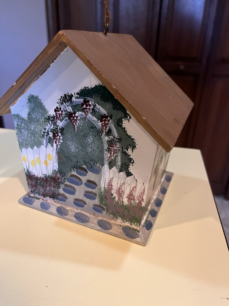 hand painted bird house decoration