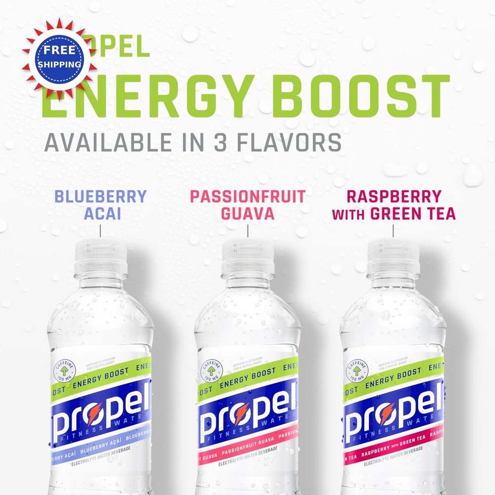 Propel Energy Boost Flavored Water Raspberry Green Tea 16.9oz 12 Pack Zero