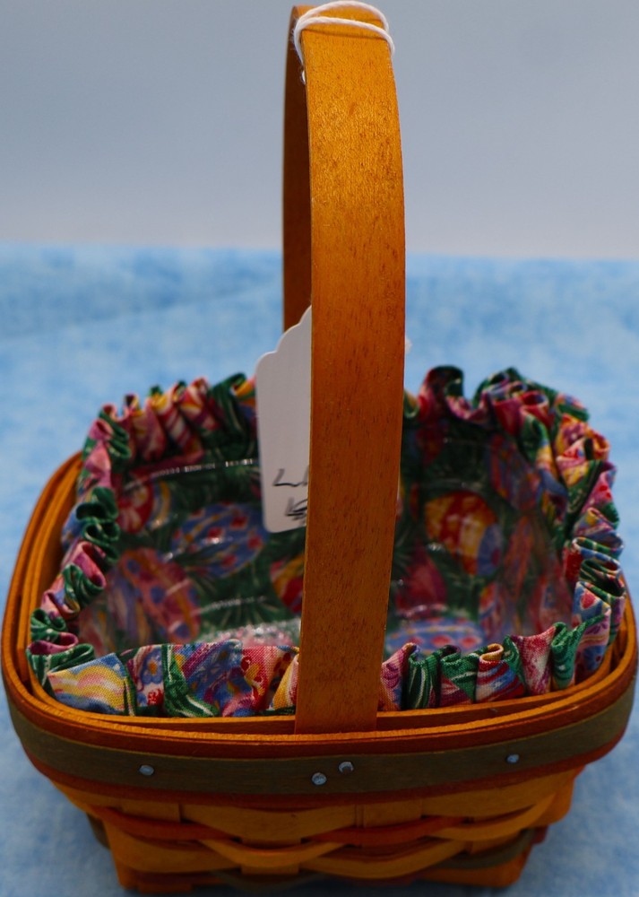 Longaberger Small Square Basket with Handle – 1998 – Liner & Plastic Protector