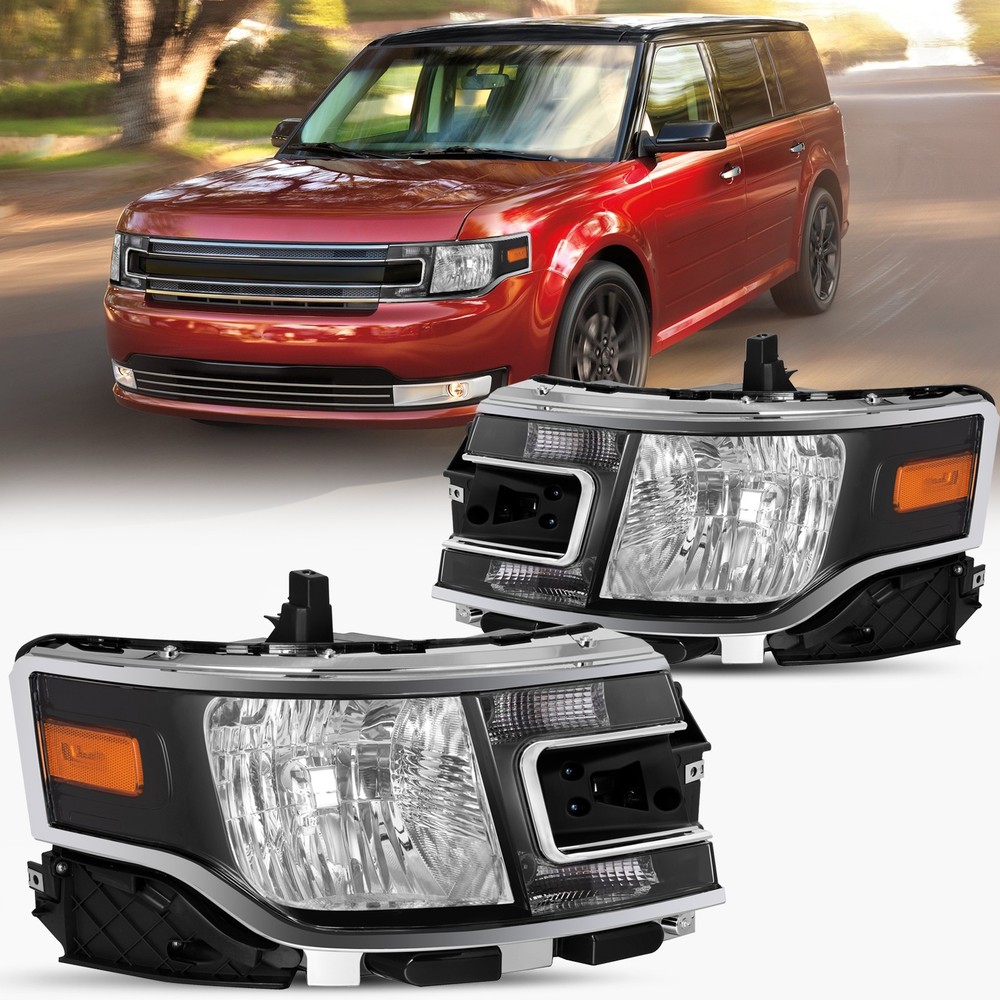 For 2013-2019 Ford Flex Halogen Style Headlights Assembly Headlamps Left+Right