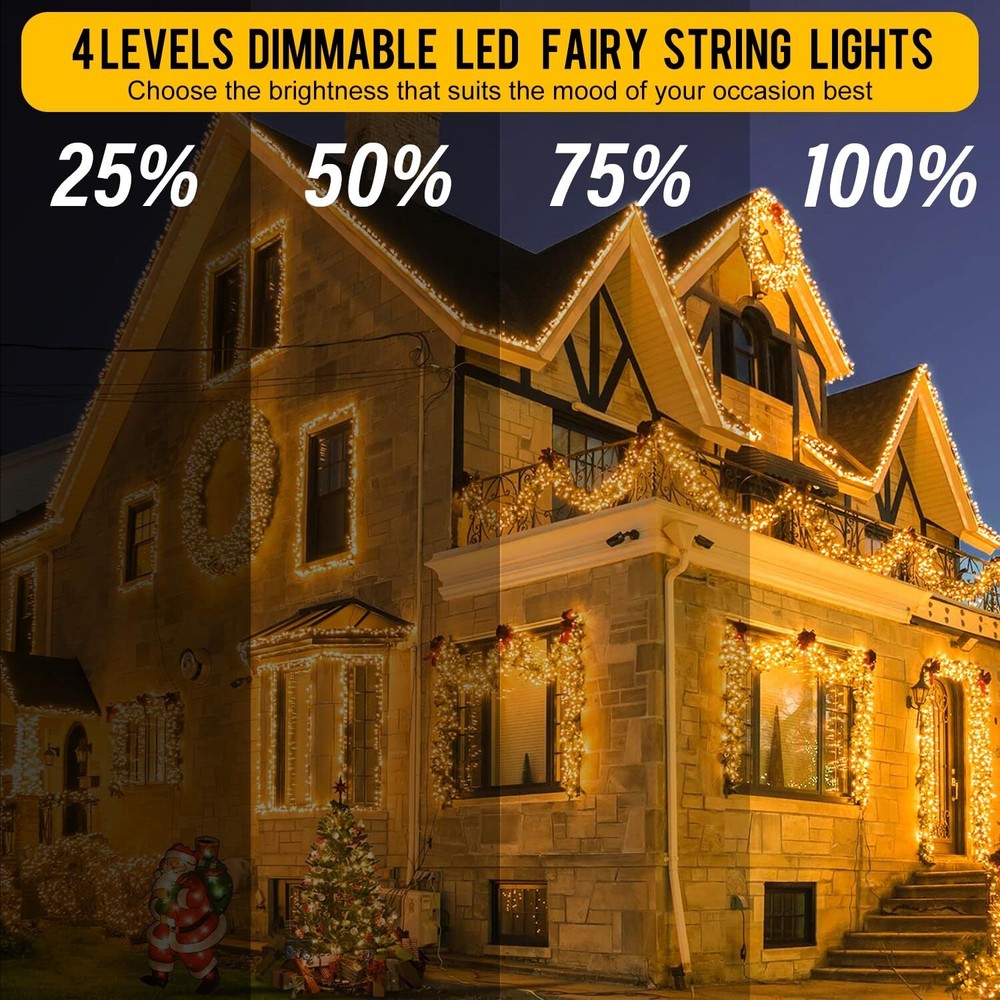 Weillsnow 328 FT 1000 LED Christmas String Lights with Remote & Timer, 8 Lightin