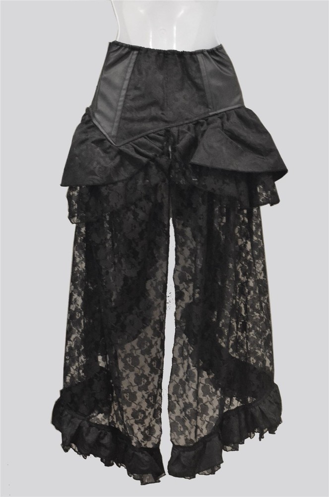Evangeline Skirt in Black Scroll Brocade