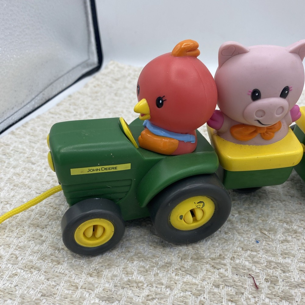 2006 Learning Curve Baby John Deere Pull Along Tractor Farm Animals