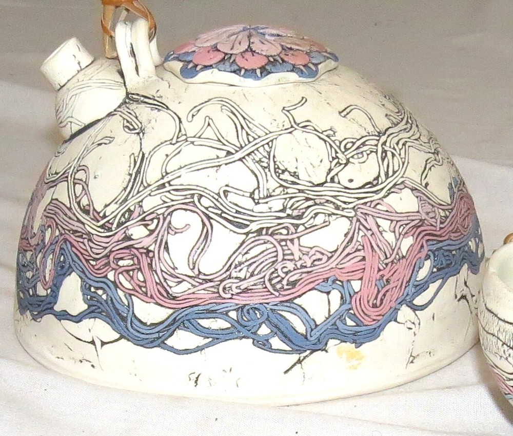 Romilla Batra Pottery Teapot & Two matching Cups