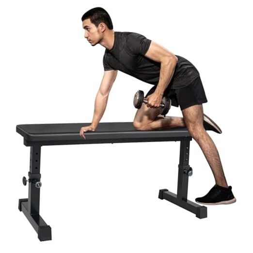 Flat Weight Bench, Utility Workout Adjustable Height Weight Bench Press with