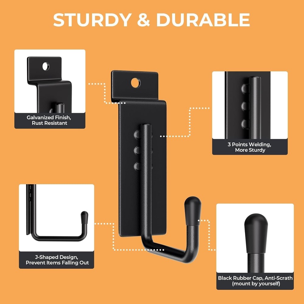 Versatile J-Shaped Slatwall Hooks - 25 Pack for Easy Installation & Maximum Load