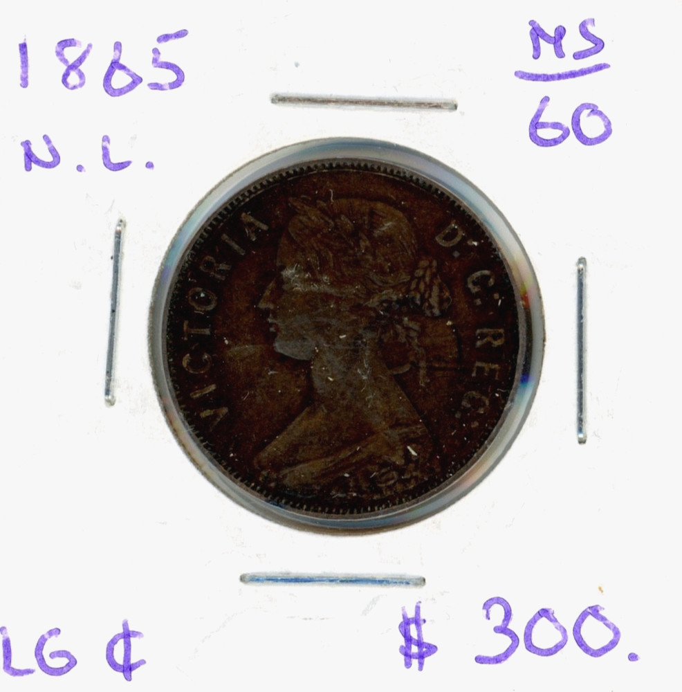1865 Newfoundland Canada One Cent Coin