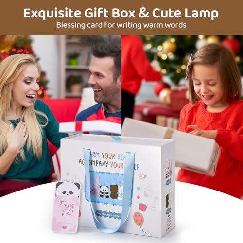 Cute Panda LED Night Light, Dimmable Squishy Night Lamp, Panda + Rabbit