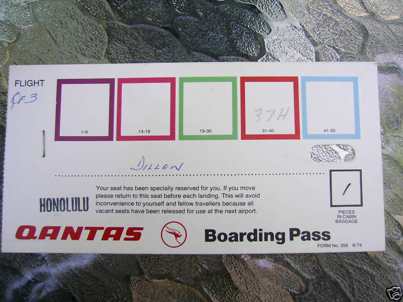 VINTAGE QANTAS BOARDING CARD