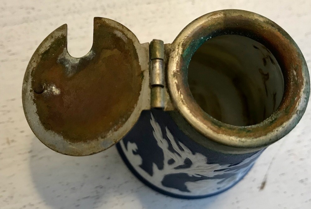 ANTIQUE SET 2 MINIATURE JASPER WARE CREAMER AND SUGAR BOWL