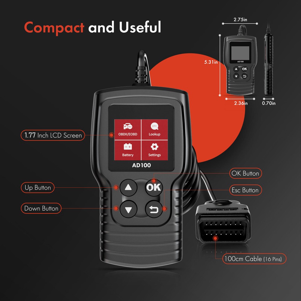 Universal OBD II Car Scanner Code Reader Check Engine Fault Diagnostic Scan Tool
