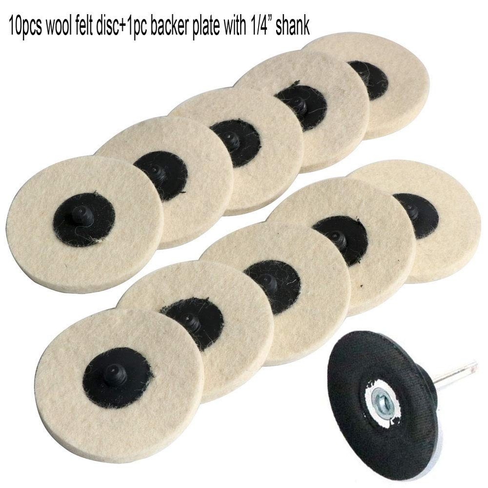 FPPO 3 inch 10pcs Sanding Pad Wool Felt Quick Change Disc Roll Lock Surface...