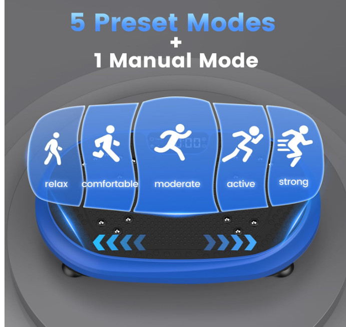 Vibration Plate Exercise Machine – Full Body Shaker w/ Bluetooth, Blue