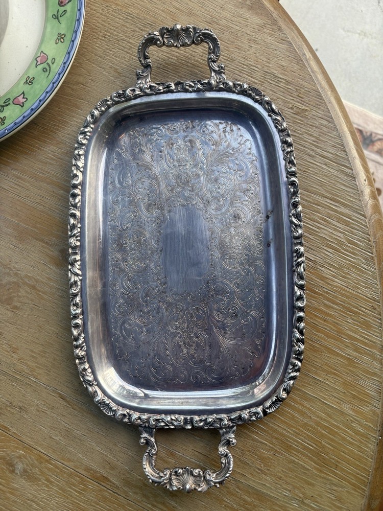 Vtg Crescent Silver Tray