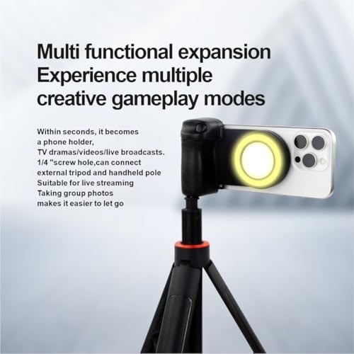 Magnetic Selfie Ring Light Phone Camera Grip Handle with Wireless Bluetooth