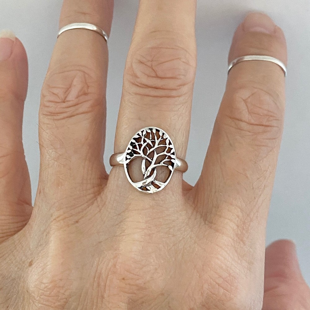 Sterling Silver Medium Tree of Life Ring, Fortune Ring, Silver Rings, Leaf Ring