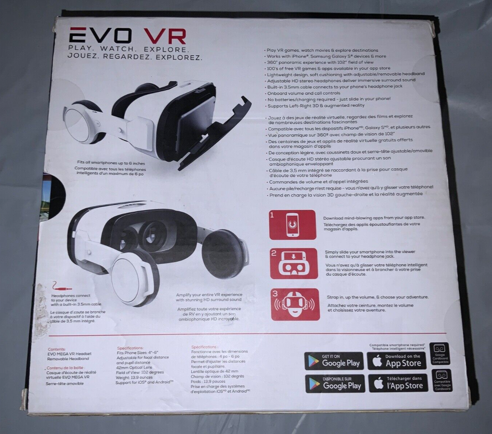 EVO MEGA VR WIRELESS VIRTUAL REALITY HEADSET for iOS, ANDROID