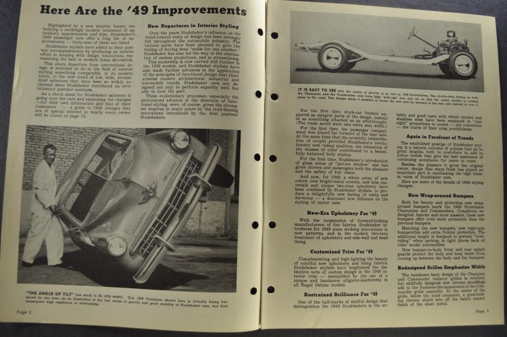 1949 Studebaker Sales Training Bulletin Commander Champion Excellent Original 49