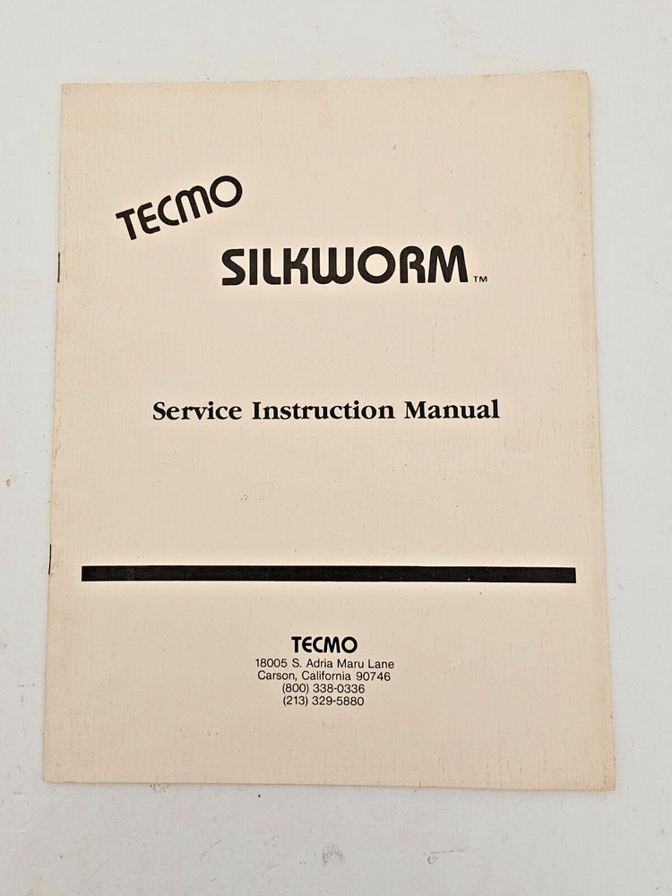 TECMO SILKWORM VIDEO GAME SERVICE INSTRUCTION MANUAL
