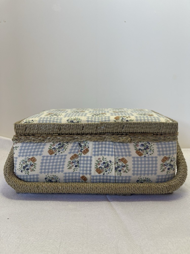 Padded Sewing Box With Plastic Tray. Hook and loop Closure Beautiful Condition