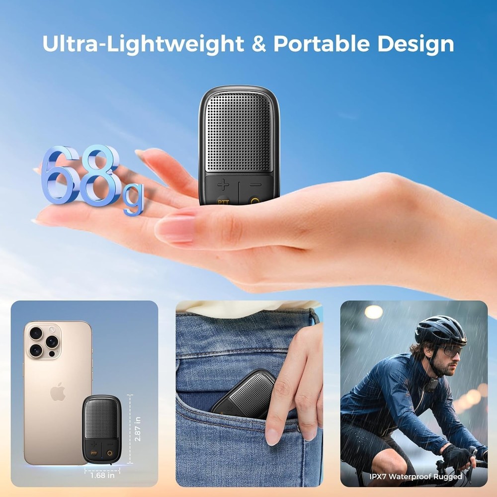 2 Pack Wearable Bluetooth Speaker with Walkie-Talkie Function Based on Zello ...