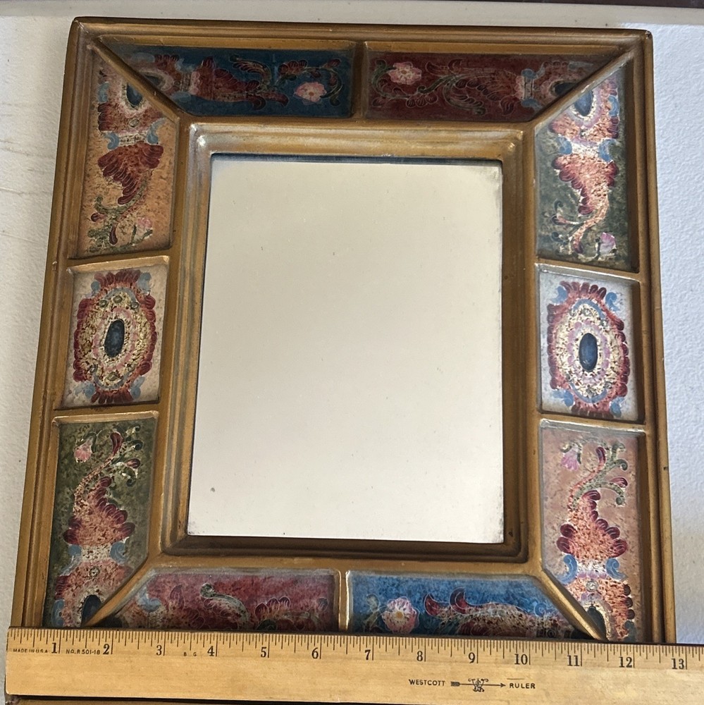 Peruvian hand painted mirror frame(R)