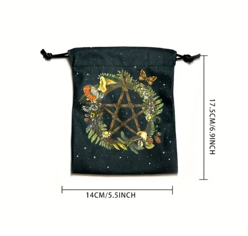 Tarot Card Pouch Pentagram Pattern Tarot Storage with Drawstrings Accessory Bag