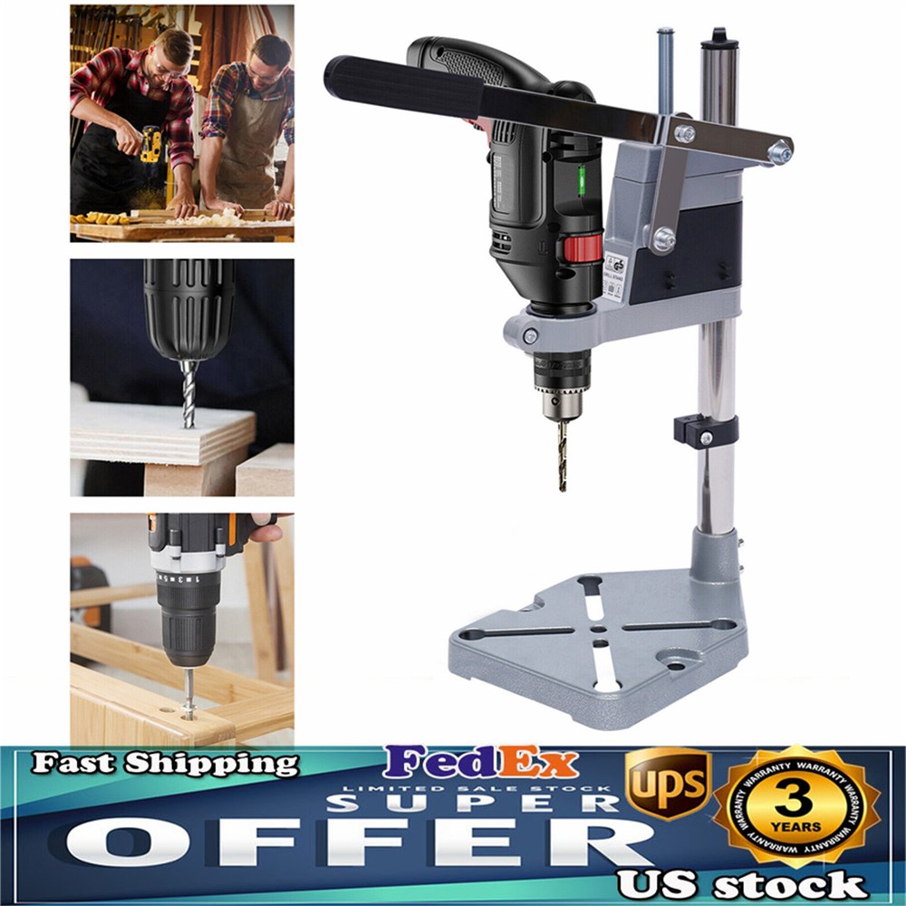 Portable Bench Clamp Drill Press Stand Adjustable Drilling Pedestal Holder Tool