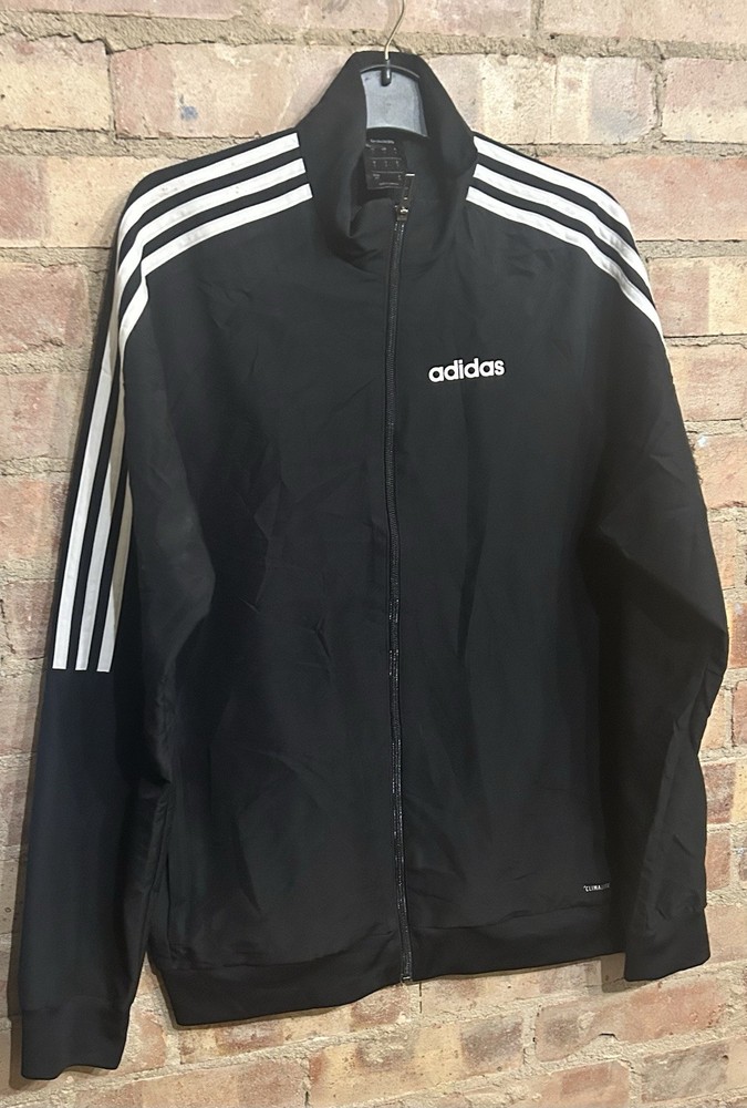 Adidas Climalite Track Jacket Size Small 42” Black 100% Polyester