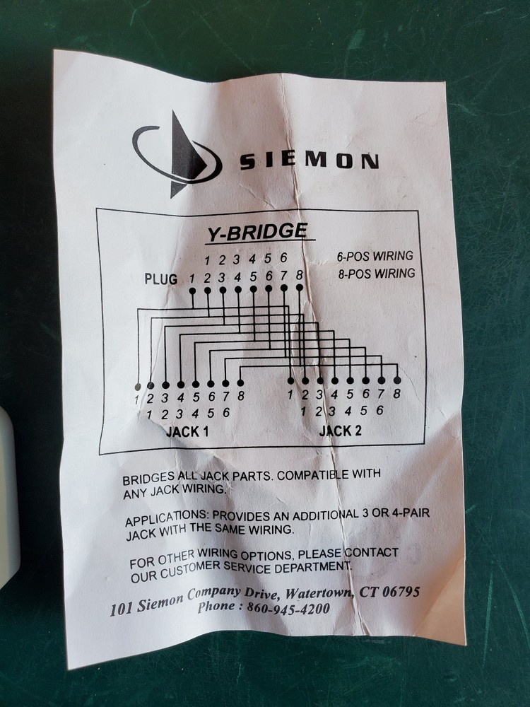 NEW Siemon Model: 57S5 Y-Bridge