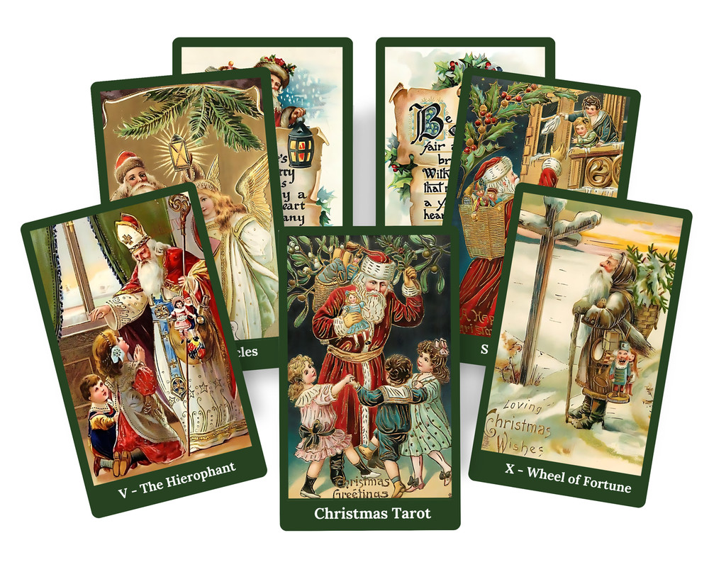Christmas Tarot deck. Vintage tarot cards