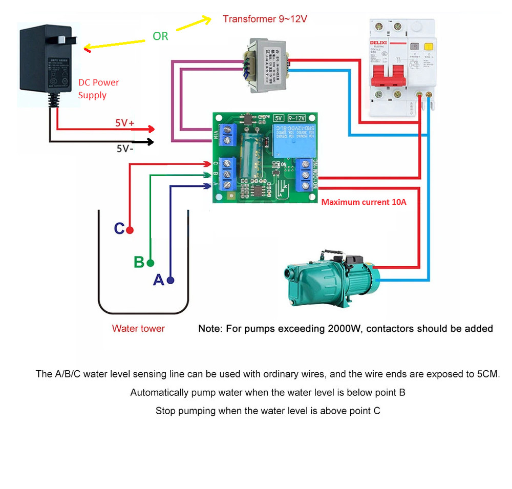 DC 12V Automatic Water Level Controller Module Tank Liquid Sensor Relay Board